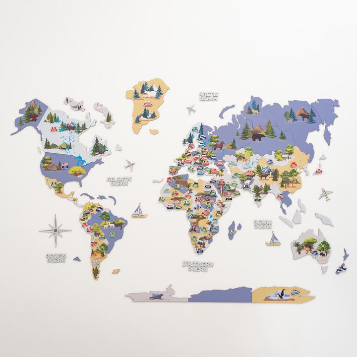 Immagine prodotto Enjoy The Wood Mappamondo in legno per bambini in 2D - decorazione da parete (150 x 90 cm)