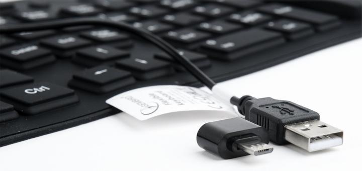 Produktbild Gembird FLEXIBLE USB ENG/Juodas KB-109F-B (DE, Kabelgebunden)
