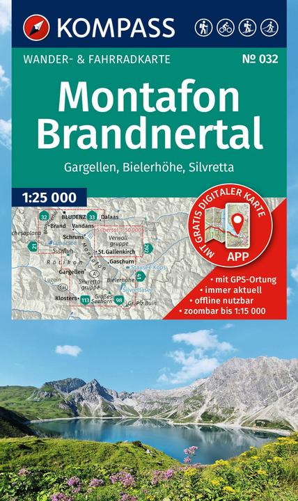 Image du produit Wanderkarte 032 Montafon, Brandnertal, Gargellen, Bielerhöhe, Silvretta 1:25.000
