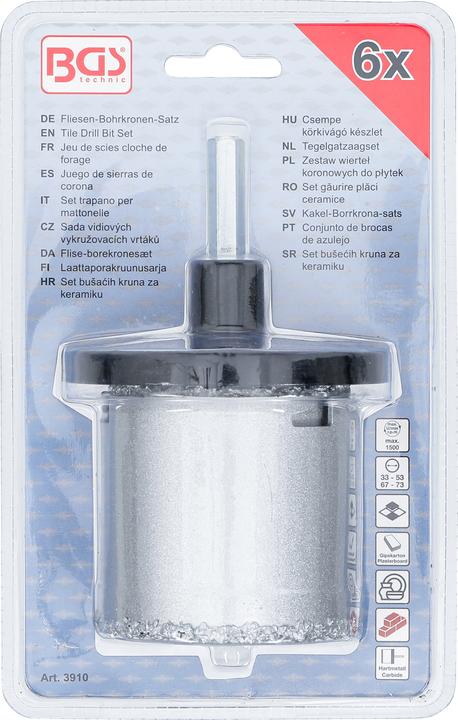 Image du produit BGS Jeu de scies cloche de forage 33 - 73 mm 6 pièces (33, 53, 67, 73 millimètres)