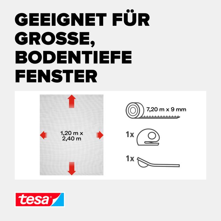 Actual product image tesa Insect screen COMFORT for windows, with Velcro tape, self-adhesive, without drilling (120 x 240 cm)