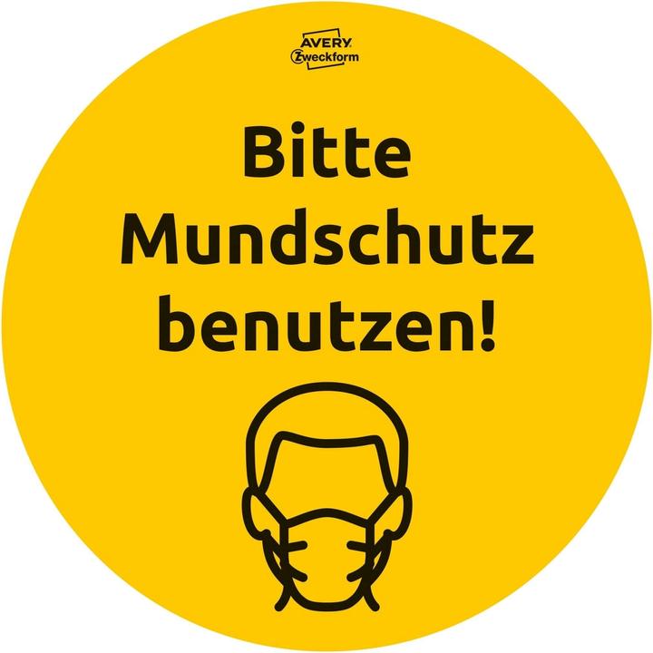 Actual product image Avery Selbstklebende Schilder Bitte Mundschutz benutzen