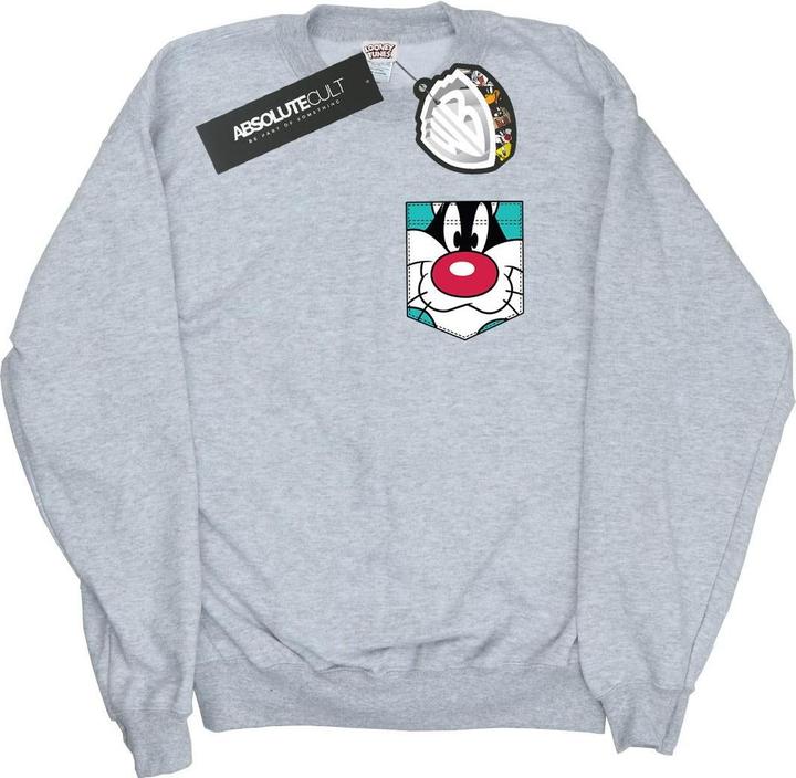 Looney Tunes Sylvester Face Faux Pocket Sweatshirt