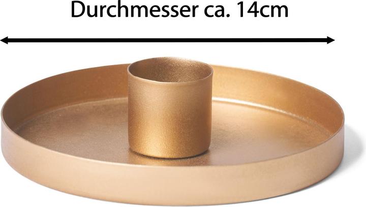 Actual product image Novaliv Set of 4 Stick Candle Holders Diameter 14cm Decorative Bowl GOLD Round Metal Candle Holder (14 x 14 cm)