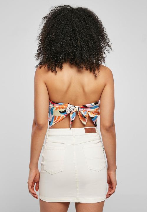 Actual product image Urban Classics Ladies Cropped AOP Satin Triangle Top - 17922 (L)