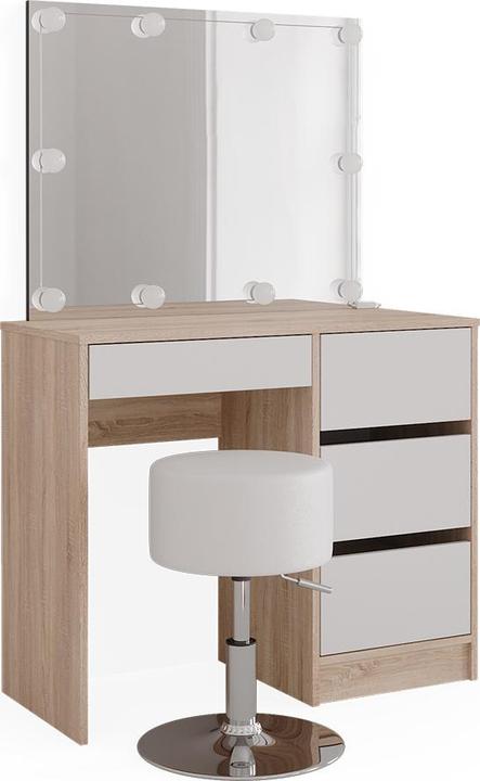 Mirror: White, LED fairy lights: White, Shelf: white, Body: White, Front: White, Stool: White, Table top: Sonoma