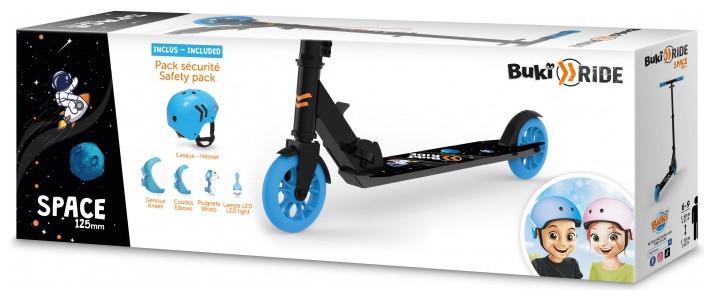 Actual product image Buki France Ride Space 125mm With Safety Pack - Folding Aluminium Skate Set Blue for children 6-