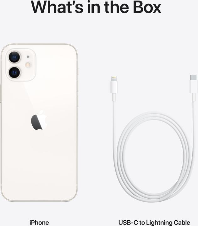 Produktbild Apple iPhone 12 (128 GB, White, 6.10", SIM + eSIM, 12 Mpx, 5G)