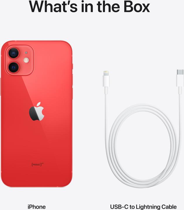 Image du produit Apple iPhone 12 (128 Go, (PRODUCT)​RED, 6.10", SIM + eSIM, 12 Mpx, 5G)