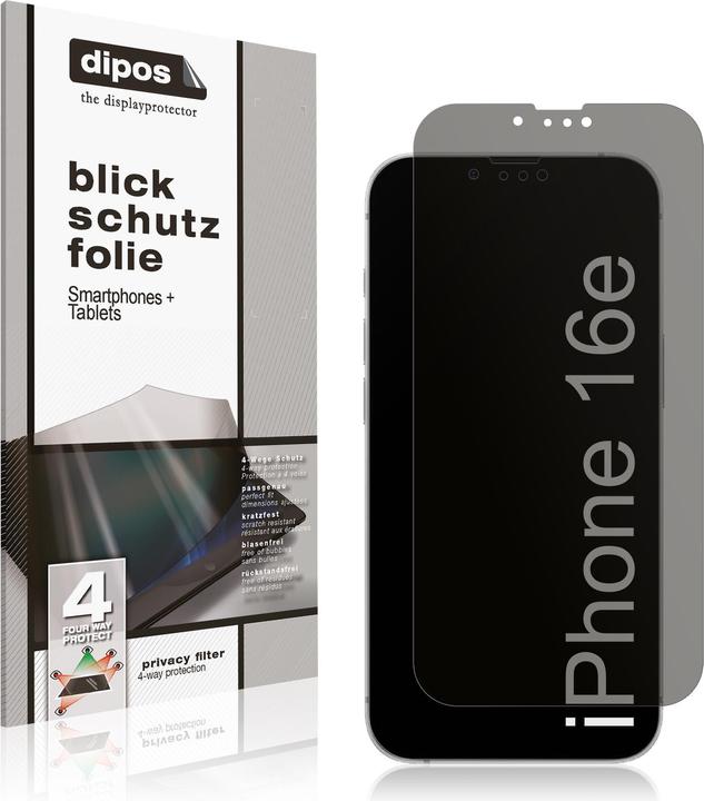 Actual product image Dipos Privacy Screen Protector 4-Way Privacy-Filter (1 Piece, Apple iPhone 16e)