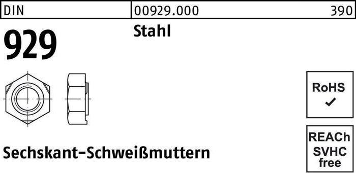 Produktbild Reyher Sechskantanschweissmutter DIN 929 M 8 Stahl