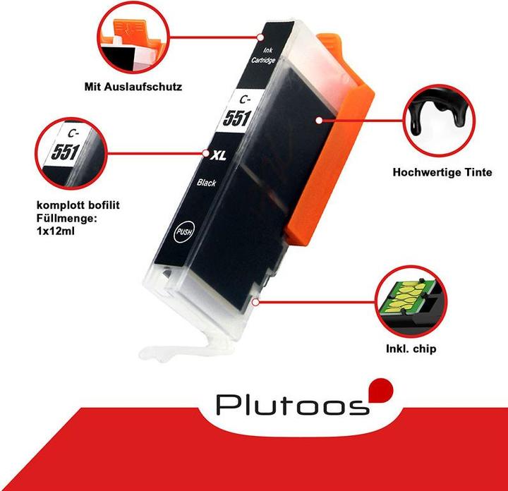 Image du produit Plutoos Cartouche Canon PGI-550 CLI-551 XXL compatible, jeu de 5 couleurs