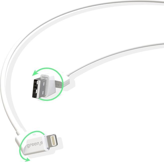 Actual product image Green_e Cable Lightning Mfi Embout Rotatif 1m20 Blanc (1.20 m, USB 2.0)