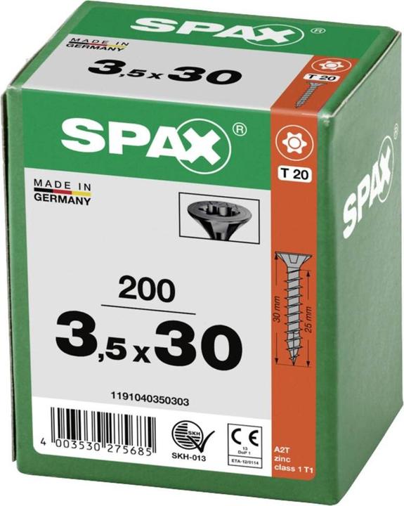 Label énergétique Spax Vis pour panneaux agglomérés (200 Vis par pièce)