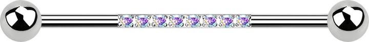 Produktbild Star Piercing Barbell silber mit zwei Kugeln acht Kristalle multicolor (ohne Messing, Chirurgenstahl 316L)