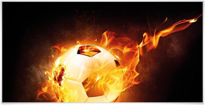 Produktbild Trenddeko Fussball in Flammen - Panorama (60 x 30 cm)