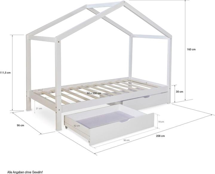 Image du produit Homestyle4u Lit de maison Lit de jeu pour enfants (90 x 200 cm)