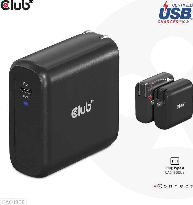 Produktbild Club 3D Club3D Reiseladegerät 1xUSB Typ C, PD 100W retail (100 W)