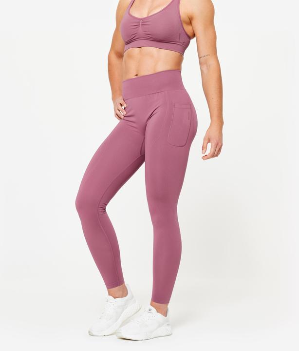 Produktbild Domyos Sportleggings Damen hoher Taillenbund Push-up - lila (L)