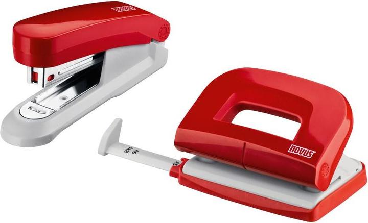 Actual product image Novus Desk set (stapler E 15 with hole punch E 210, incl. 1000 staples no. 10) red (15 Sheets)