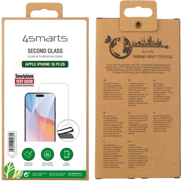 Produktbild 4smarts Second Glass (1 Stück, Apple iPhone 16 Plus)