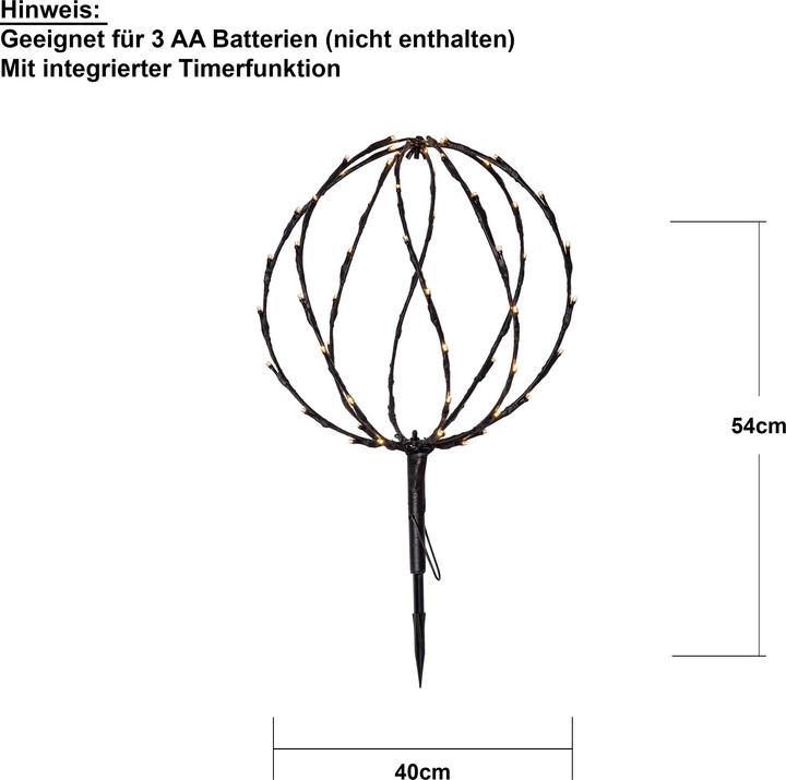 Produktbild Star Trading Gartenlicht Decoration Sphere, 88 LEDs, Ø 40 cm, Schwarz (IP44)