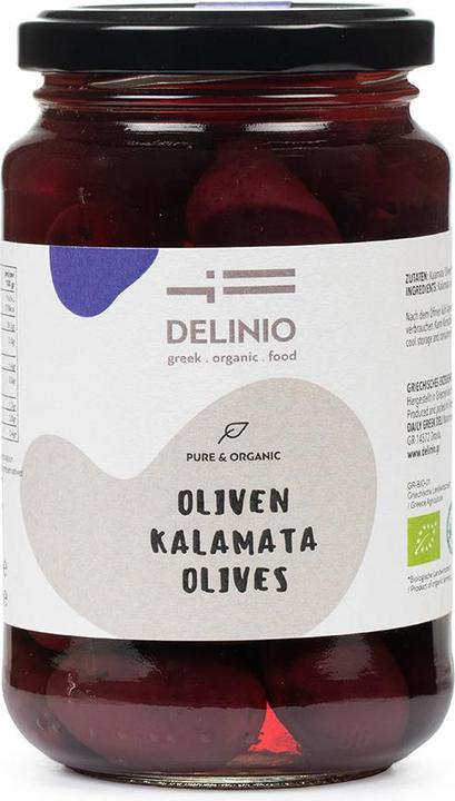 Actual product image Delinio Bio Kalamata Oliven, 370 gr Glas (550 g)