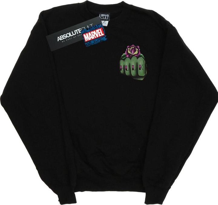 Actual product image Mens Hulk Tattoo Fist Breast Print Sweatshirt (L)