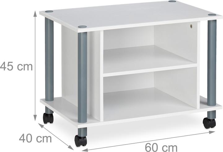 Image du produit Relaxdays Meuble TV sur rouettes et compartiments (60 x 40 x 45 cm)