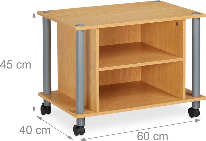 Image du produit Relaxdays Meuble TV sur rouettes et compartiments (60 x 40 x 45 cm)