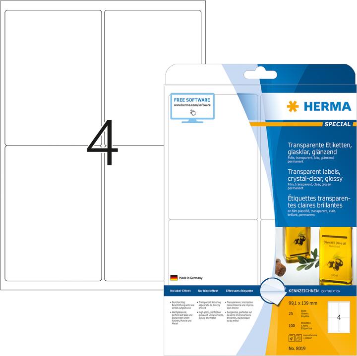 Immagine prodotto HERMA Etichette trasparenti A4