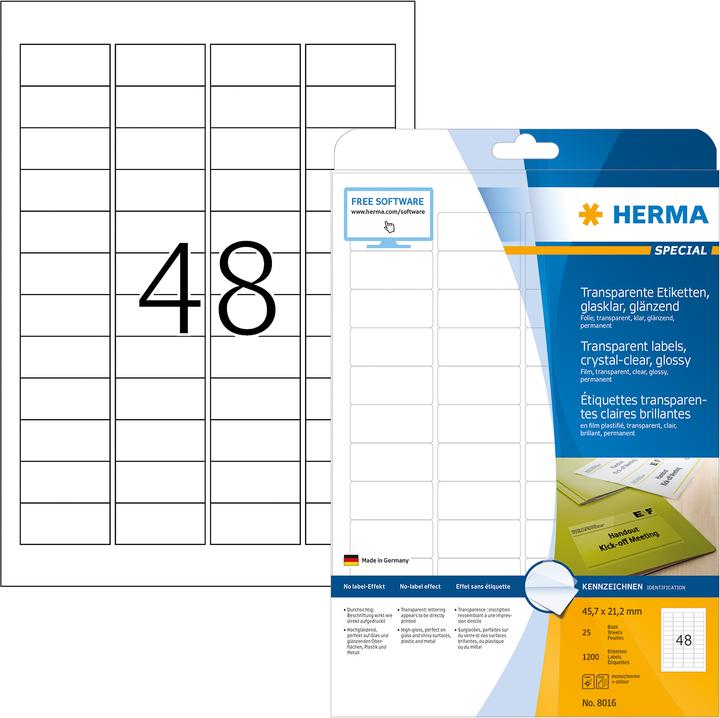 Produktbild HERMA Transparente Etiketten A4