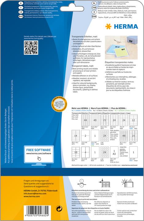 Produktbild HERMA Transparente Etiketten A4