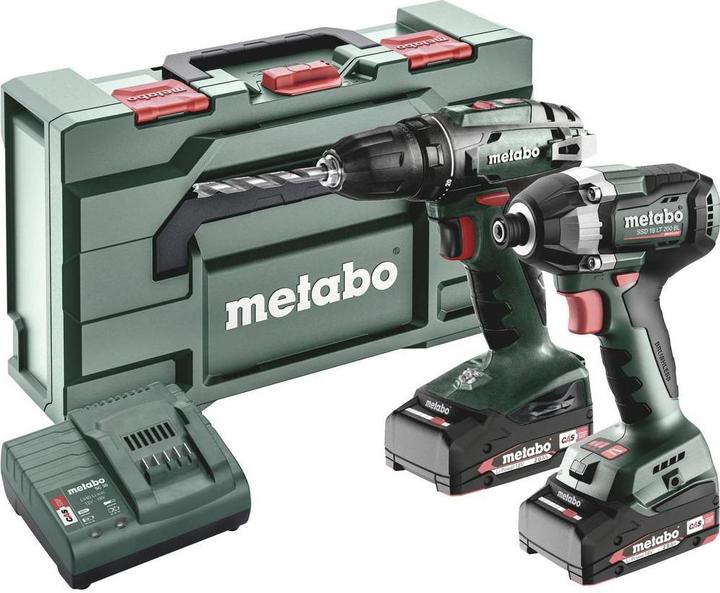 Akku-Bohrschrauber BS 18, Akku-Schlagschrauber SSD 18 LT 200 BL, 2 Li-Power Akkupack (18 V/2,0 Ah), Ladegerät SC 30, MetaBOX 145 L