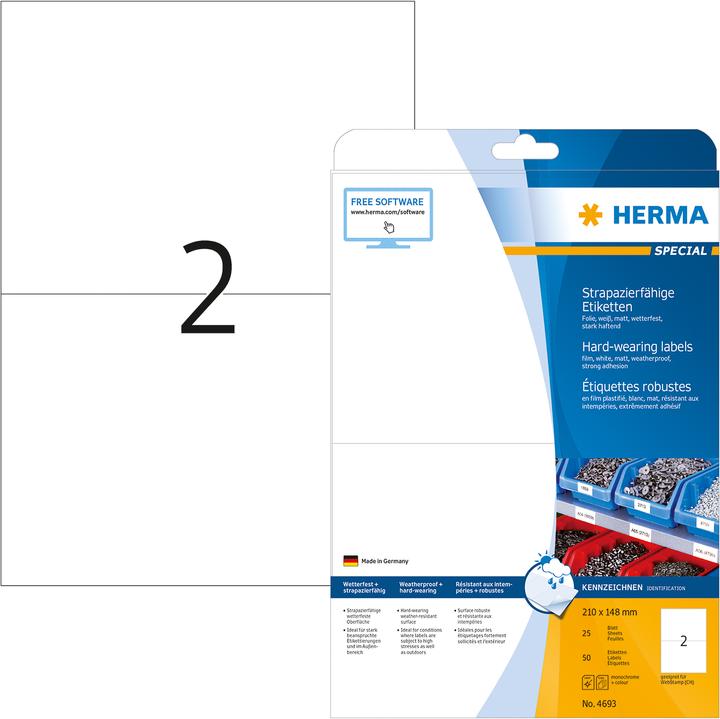 Produktbild HERMA Wetterfeste Versandetiketten A4