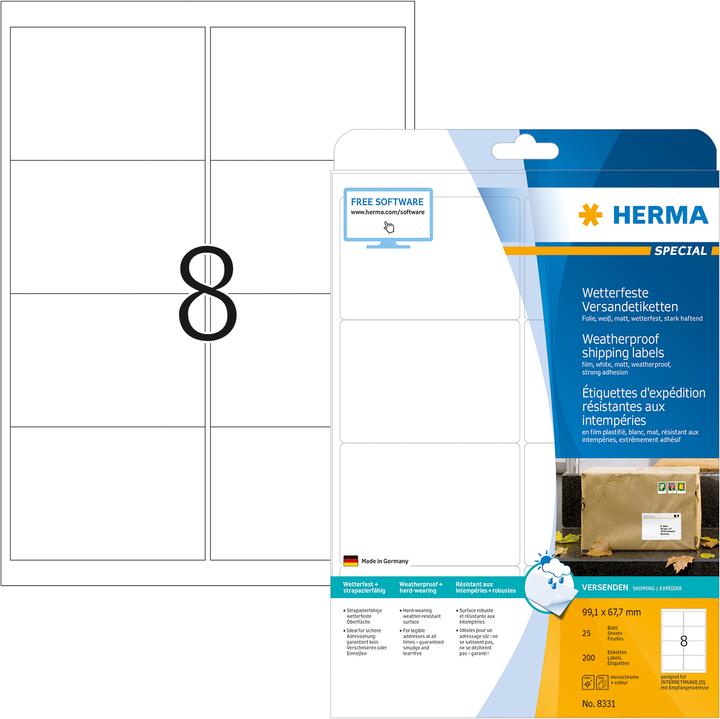 Produktbild HERMA Wetterfeste Versandetiketten A4