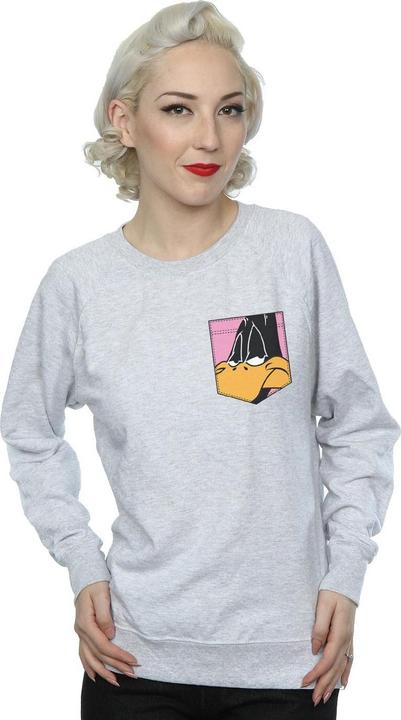 Produktbild Looney Tunes Daffy Duck Face Faux Pocket Sweatshirt (L)