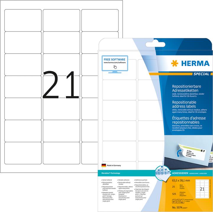 Actual product image HERMA Removable address labels A4