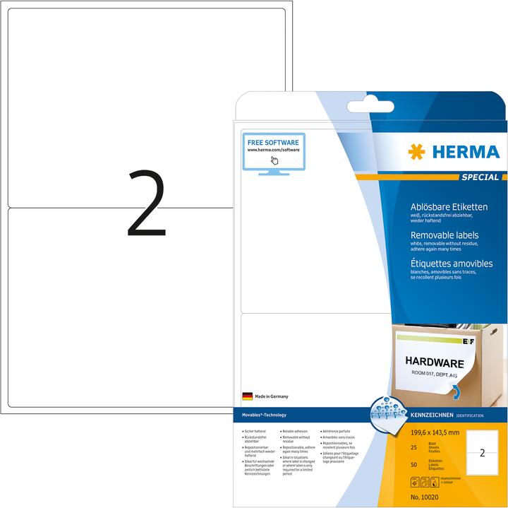 Produktbild HERMA Ablösbare Etiketten A4