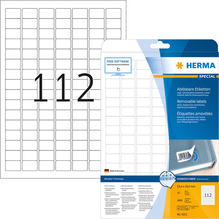 Produktbild HERMA Ablösbare Etiketten A4