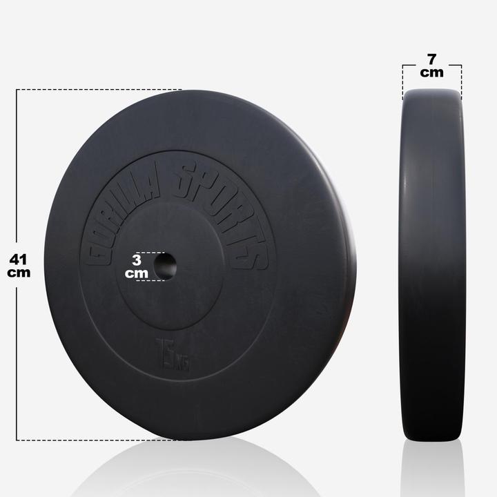Produktbild Gorilla Sports Langhantelset (4 x 1.25 kg, 4 x 2.5 kg, 2 x 5 kg, 2 x 10 kg, 2 x 15 kg)