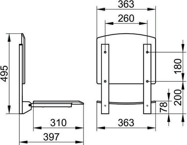 Produktbild Keuco Klappsitz PLAN CARE Sitzfläche 363mm vc/lichtgrau (110 kg)