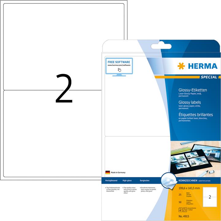 Produktbild HERMA Hochglanz Etiketten A4