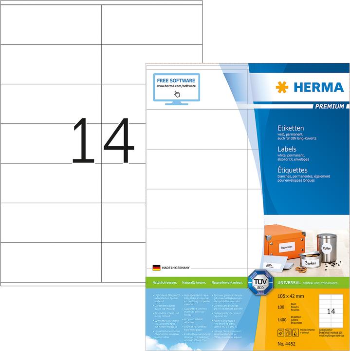 Actual product image HERMA Universal labels A4