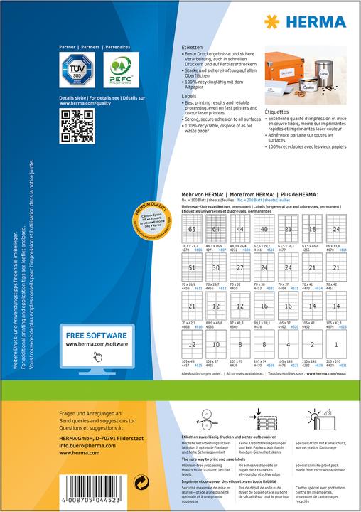 Actual product image HERMA Universal labels A4