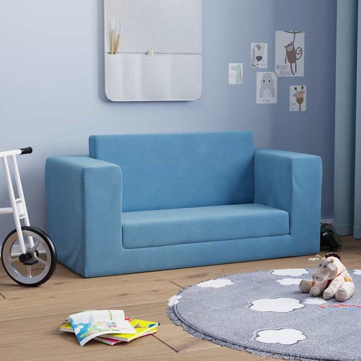 Actual product image VidaXL Children's sofa bed 2-seater blue Soft plush (Children sofa)