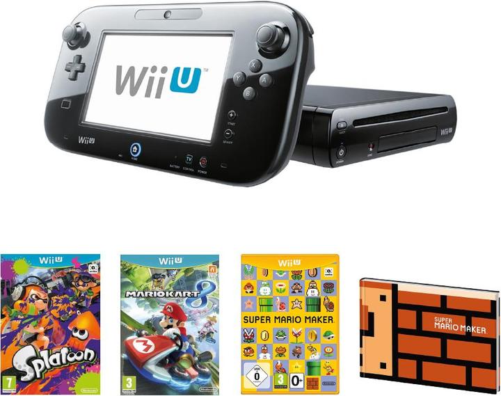Nintendo Wii U Premium + Mario Kart 8 + Mario Maker + Splatoon