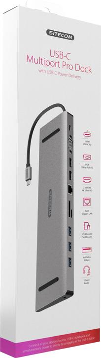 Image du produit Sitecom CN 389 Station d'accueil multiports Pro (USB-C, 10 Ports)