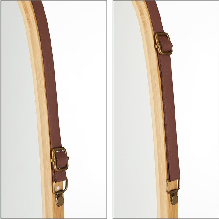 Actual product image Relaxdays Oval Hanging Mirror with Strap (43.5 x 1.5 x 76.5 cm)