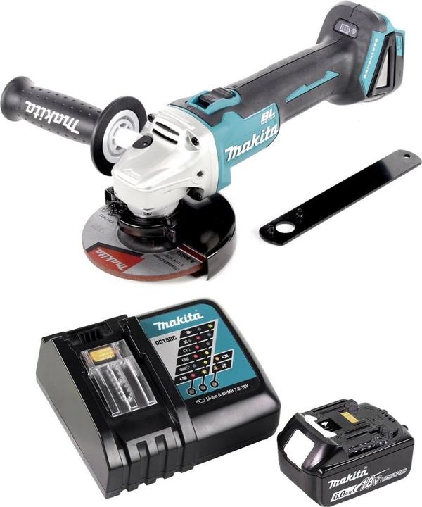 Actual product image Makita DGA 506 RG1 Battery angle grinder 18 V 125 mm Brushless + 1x battery 6.0 Ah + charger (125 mm)